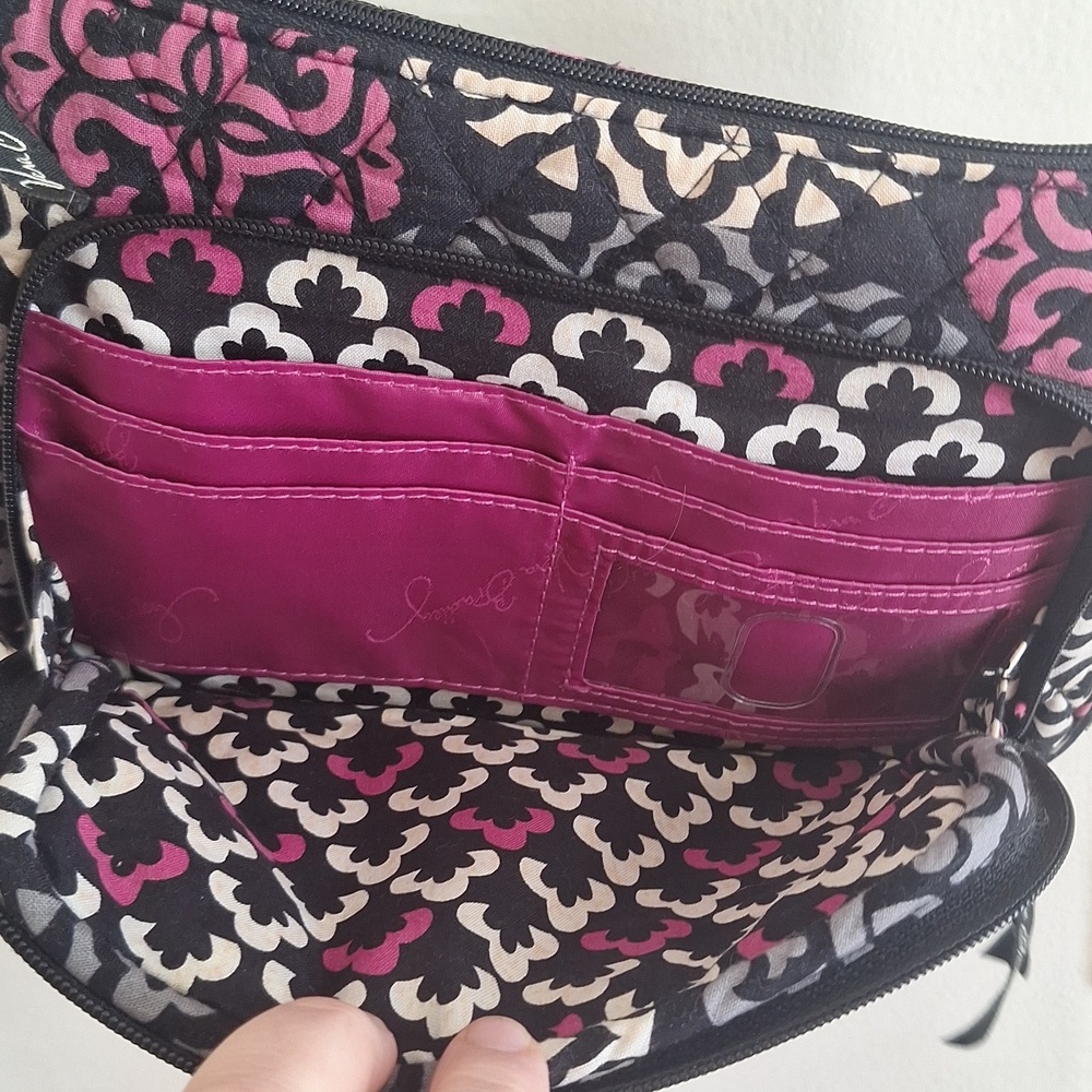 Vera Bradley Scroll Medallion Little Crossbody Bag Retired Pattern Black Purple - Picture 5 of 12
